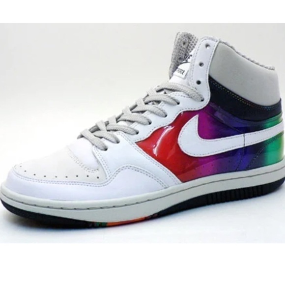 Nike Other - NIKE COURT FORCE High Premium White Rainbow Sneakers Size 11